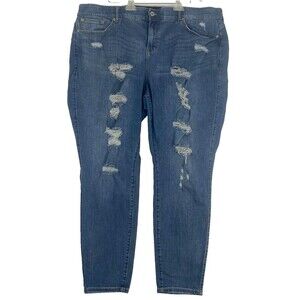 TORRID‎ Jeans Women  size 26 Tall Premium Stretch  Blue Skinny elastic waist